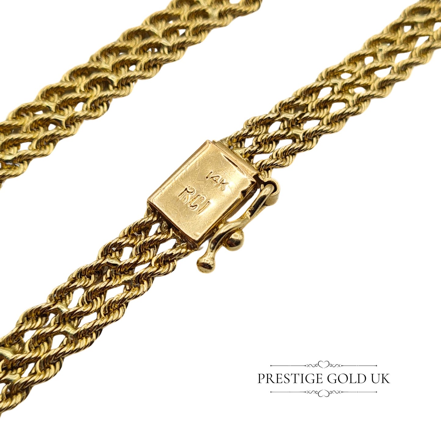 Vintage 14ct Gold 3-Strand Woven Twist Bracelet - 5mm Wide