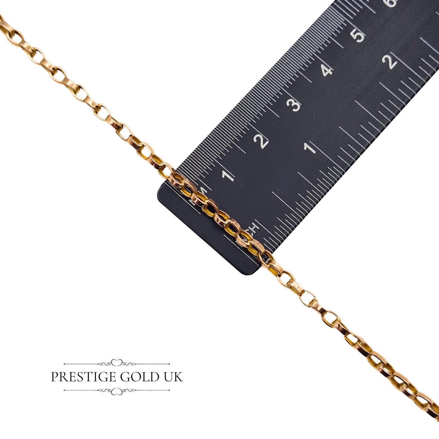 Vintage 9ct rose gold belcher necklace, 17 inches long with a classic spring ring clasp, weighing 5.3g.