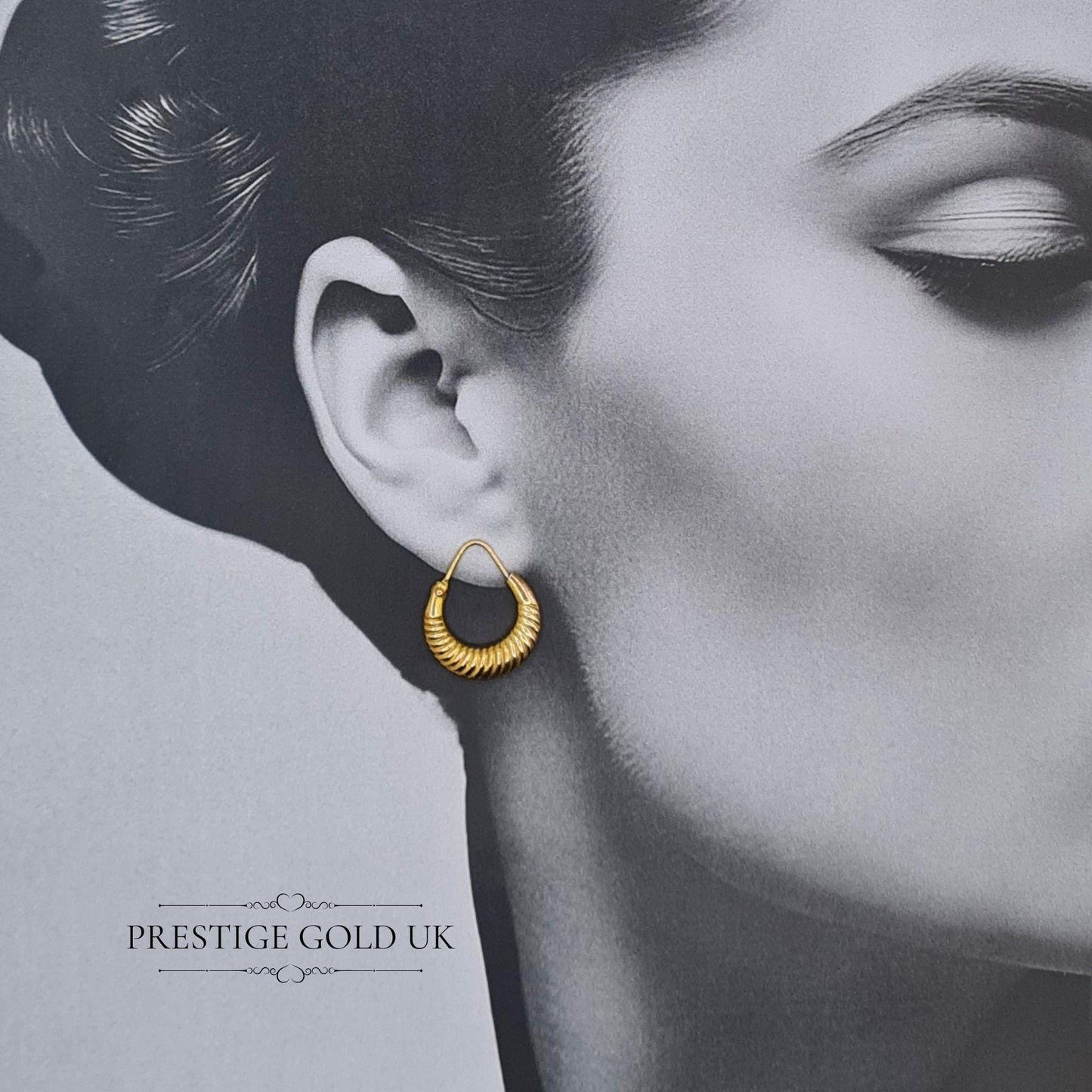 Vintage 9ct Gold Small Round Creole Hoop Earrings