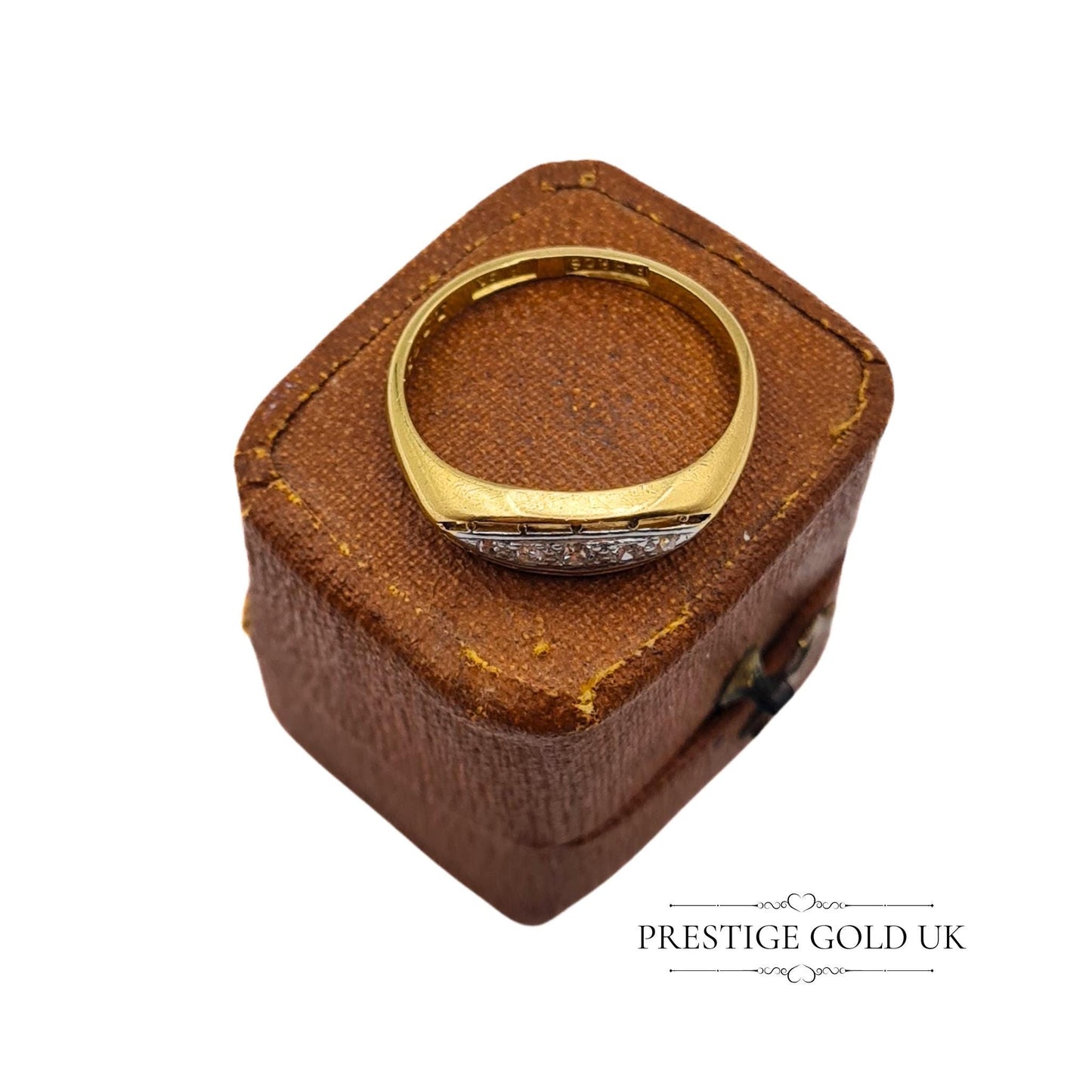 Antique 18ct Gold & Diamond Boat Ring - Size UK O, US 7 1/4, Euro 55