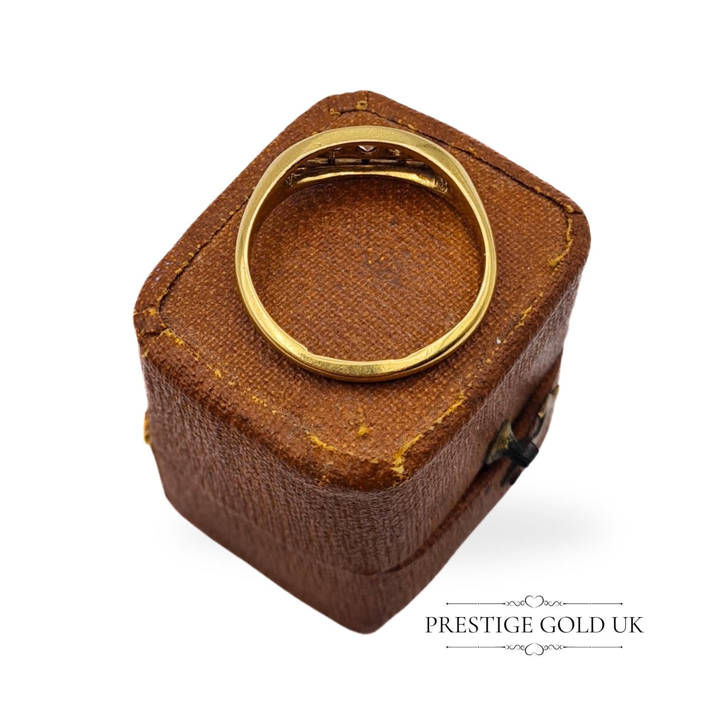 Antique 18ct Gold & Diamond Boat Ring - Size UK O, US 7 1/4, Euro 55