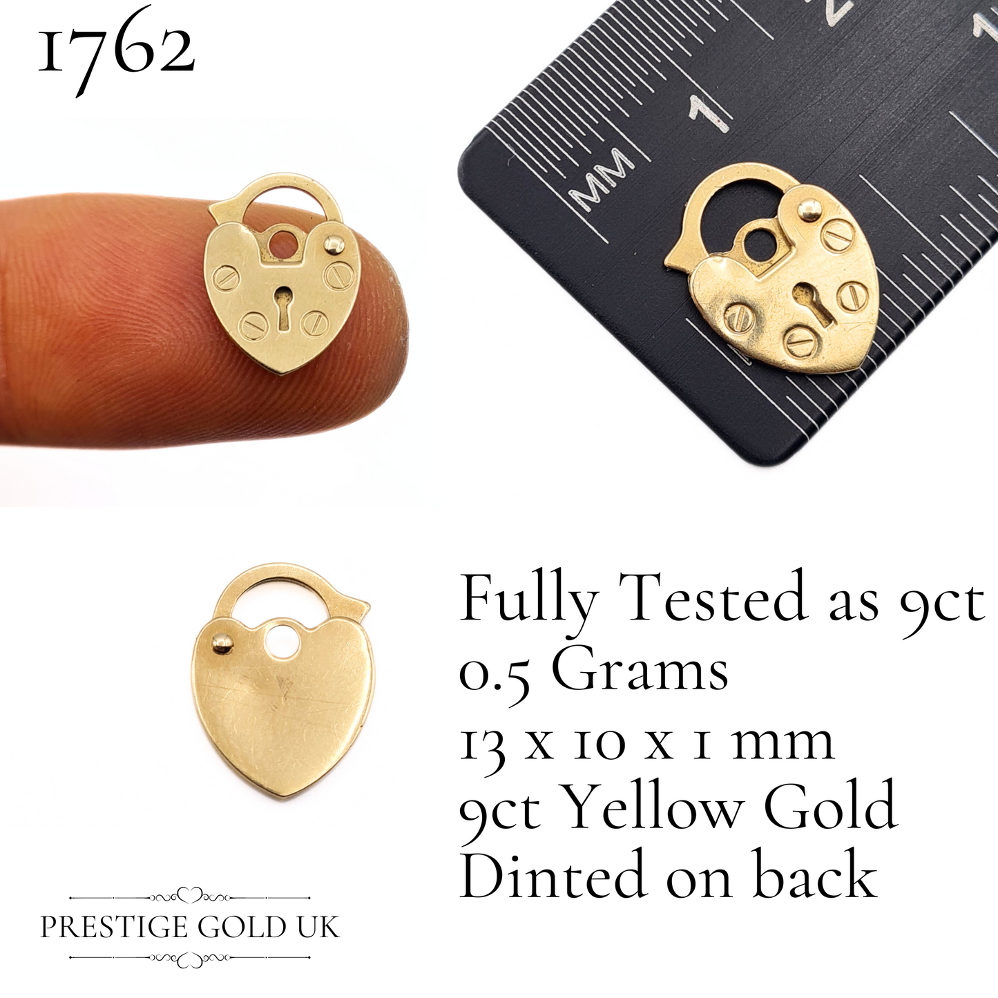 Tiny 9ct Gold Heart Padlock Clasp