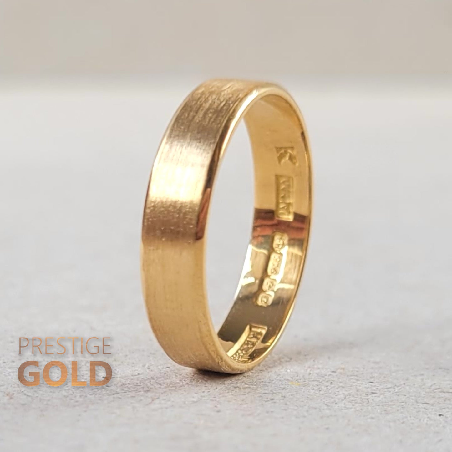 22ct Brushed Gold Wedding Ring - Size UK L 1/2, US 6 1/2, Euro 52
