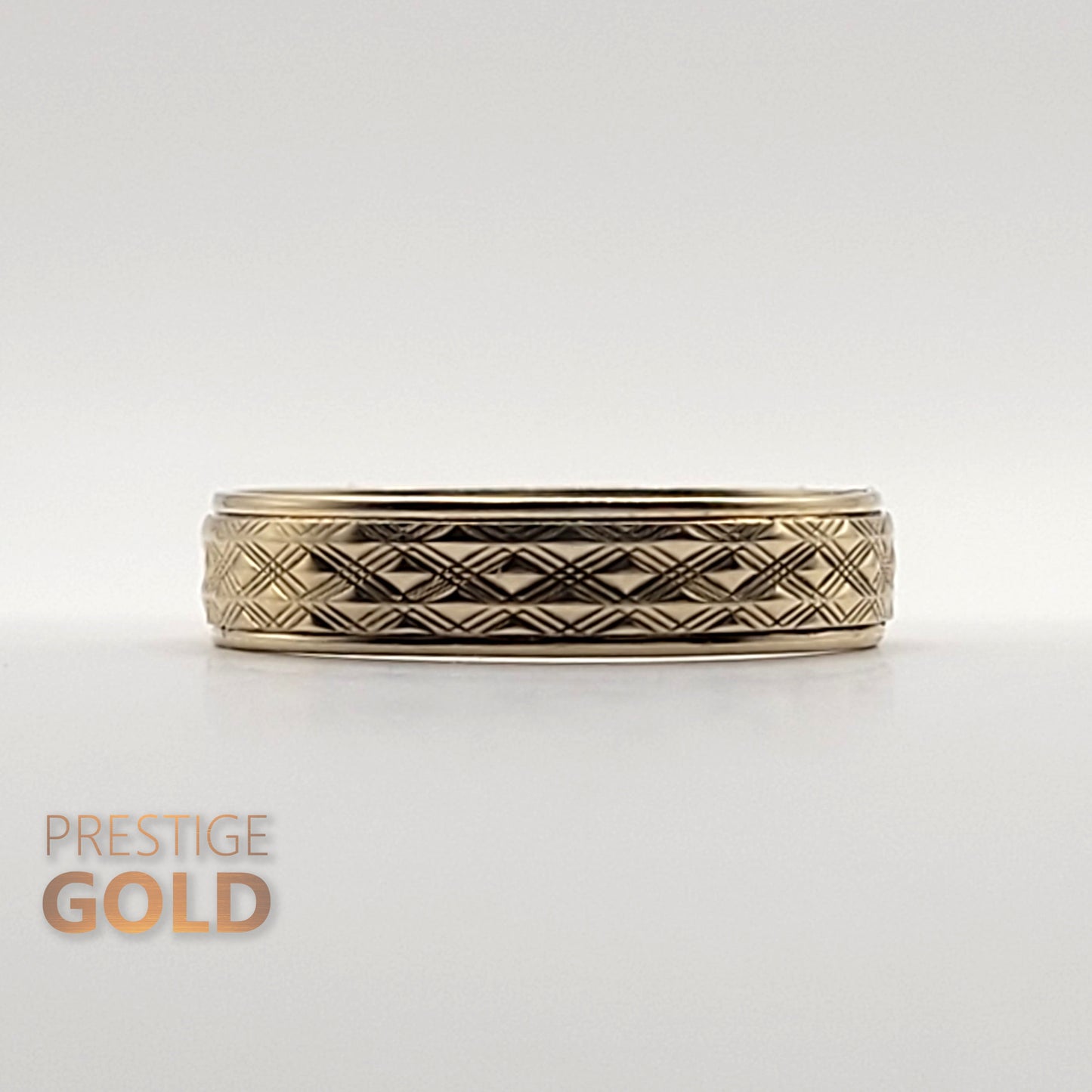 Boho 9ct Gold Patterned Ring 4 mm Wide - Size UK L, US 5 3/4, Euro 51.5