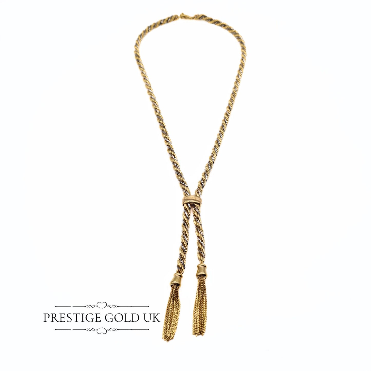 Vintage 1920s 9ct Gold Twist Rope Tassel Necklace