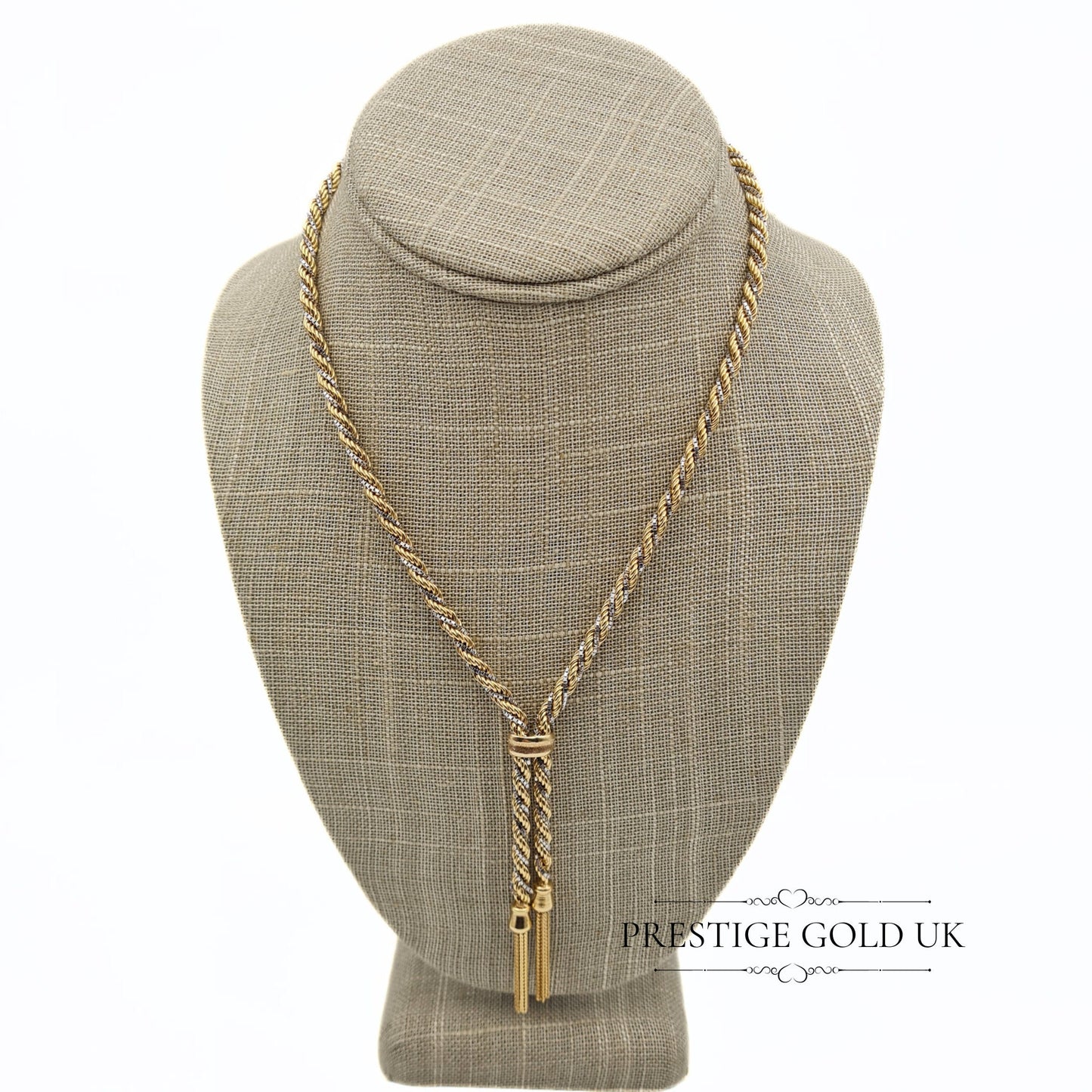 Vintage 1920s 9ct Gold Twist Rope Tassel Necklace