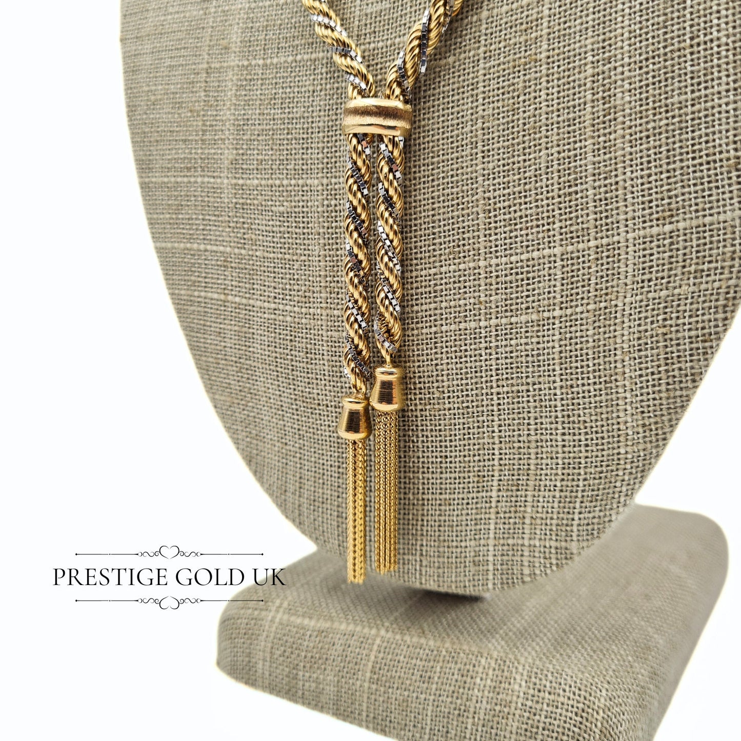 Vintage 1920s 9ct Gold Twist Rope Tassel Necklace
