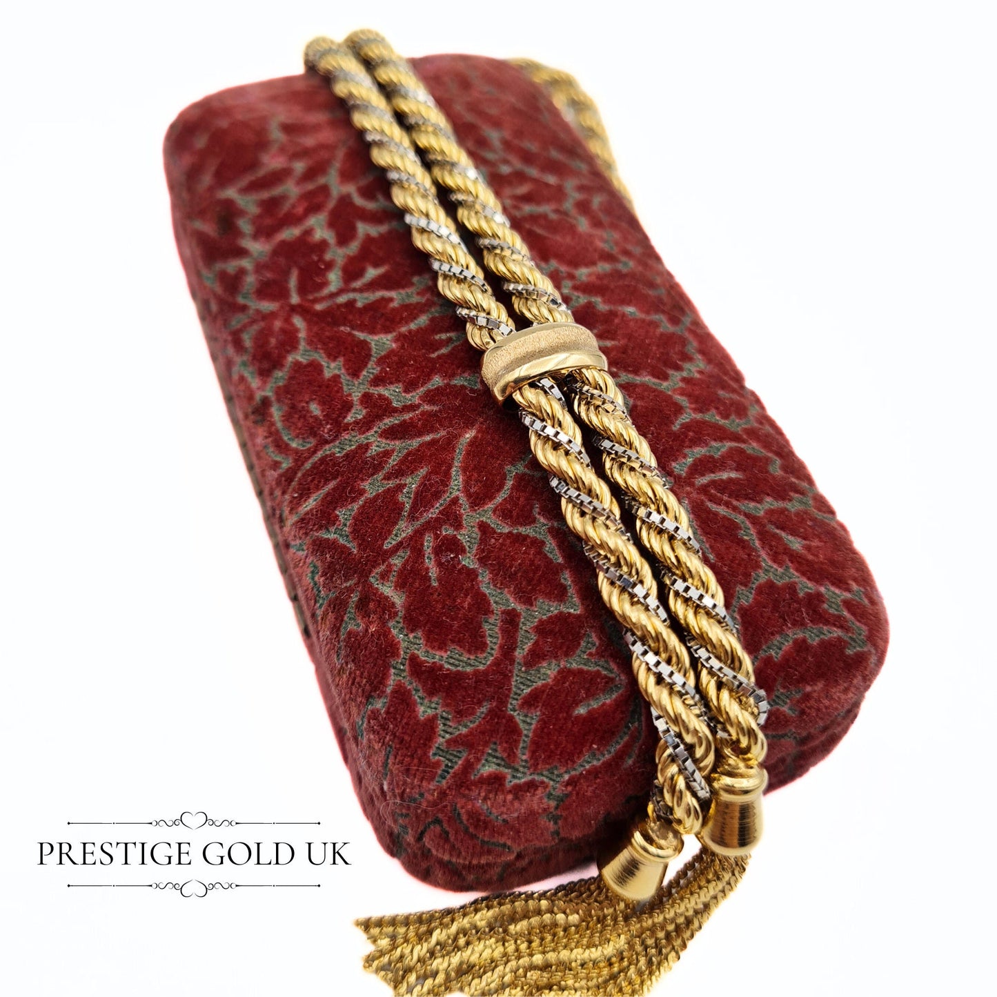 Vintage 1920s 9ct Gold Twist Rope Tassel Necklace
