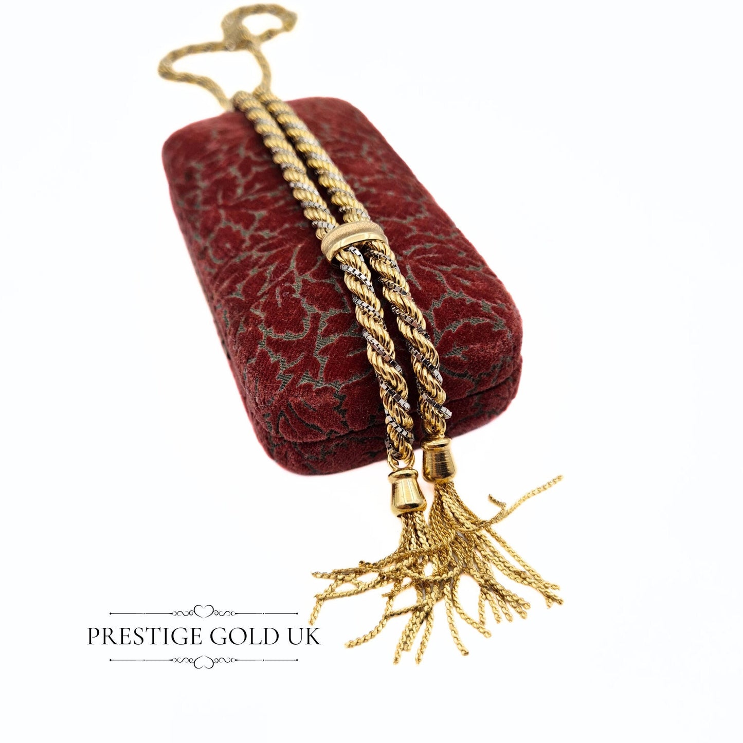 Vintage 1920s 9ct Gold Twist Rope Tassel Necklace