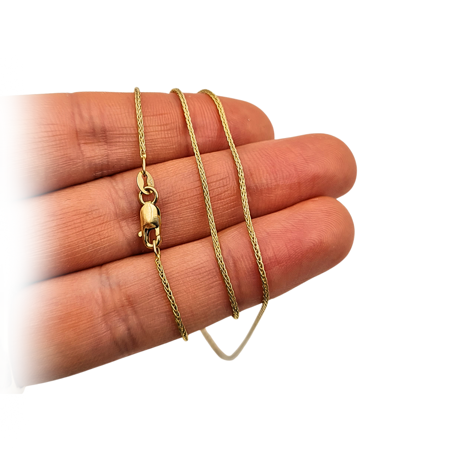 18" Gold Spiga Wheat Chain Necklace,  British Hallmarked 9ct