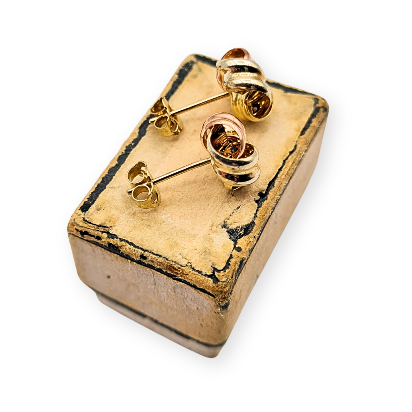 Small 9ct Tri-Colour Knot Stud Earrings With Butterfly Backs