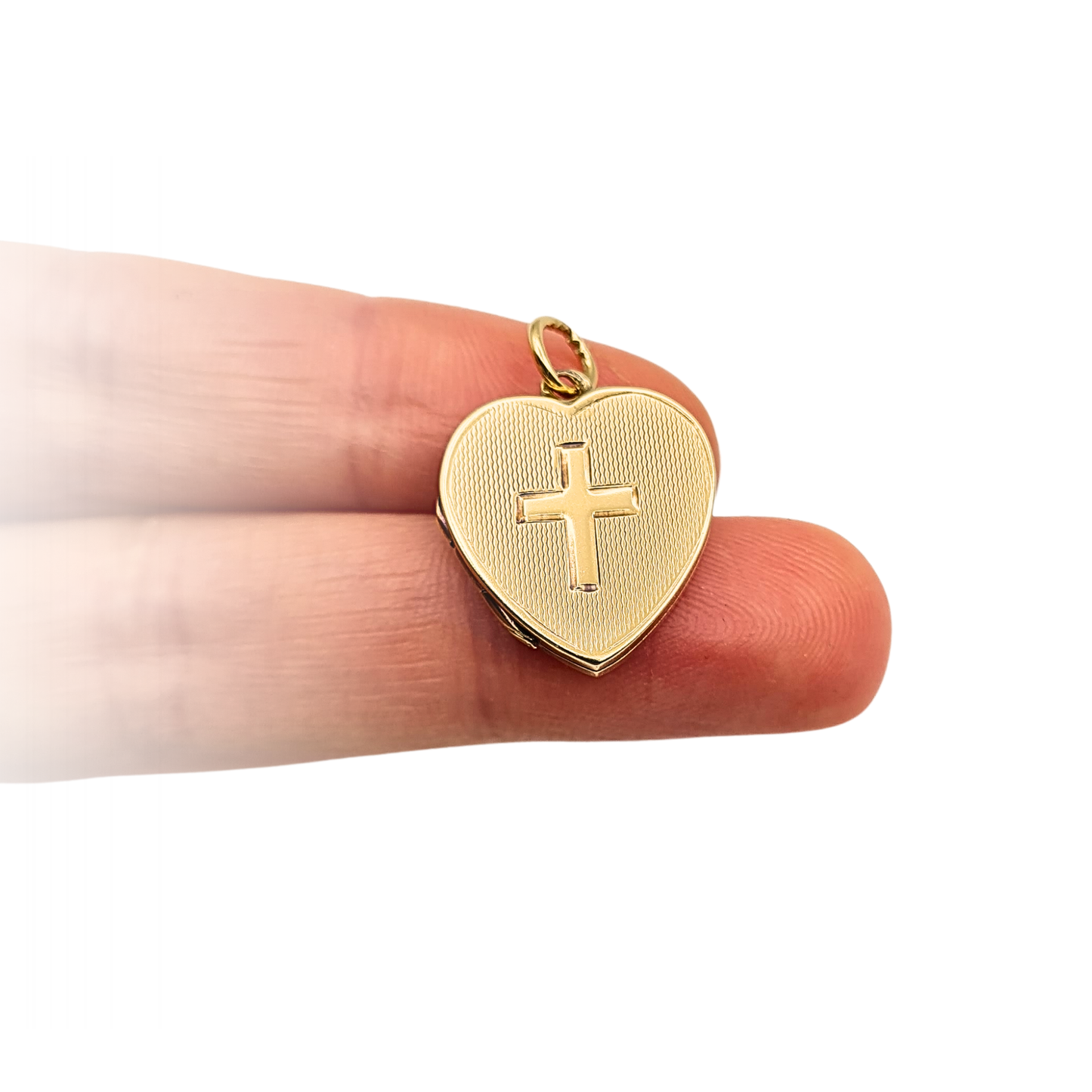 Vintage 9ct Gold Heart Photo Locket Cross Pendant Hallmarked 1987