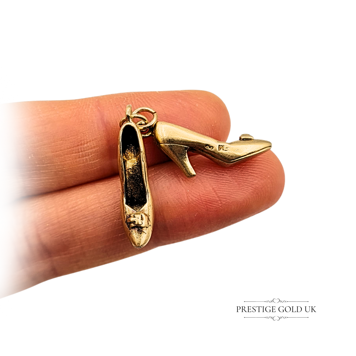 Quality 9ct Gold High Heel Shoes Charm, Large Heavy Vintage Stiletto Shoe Charm