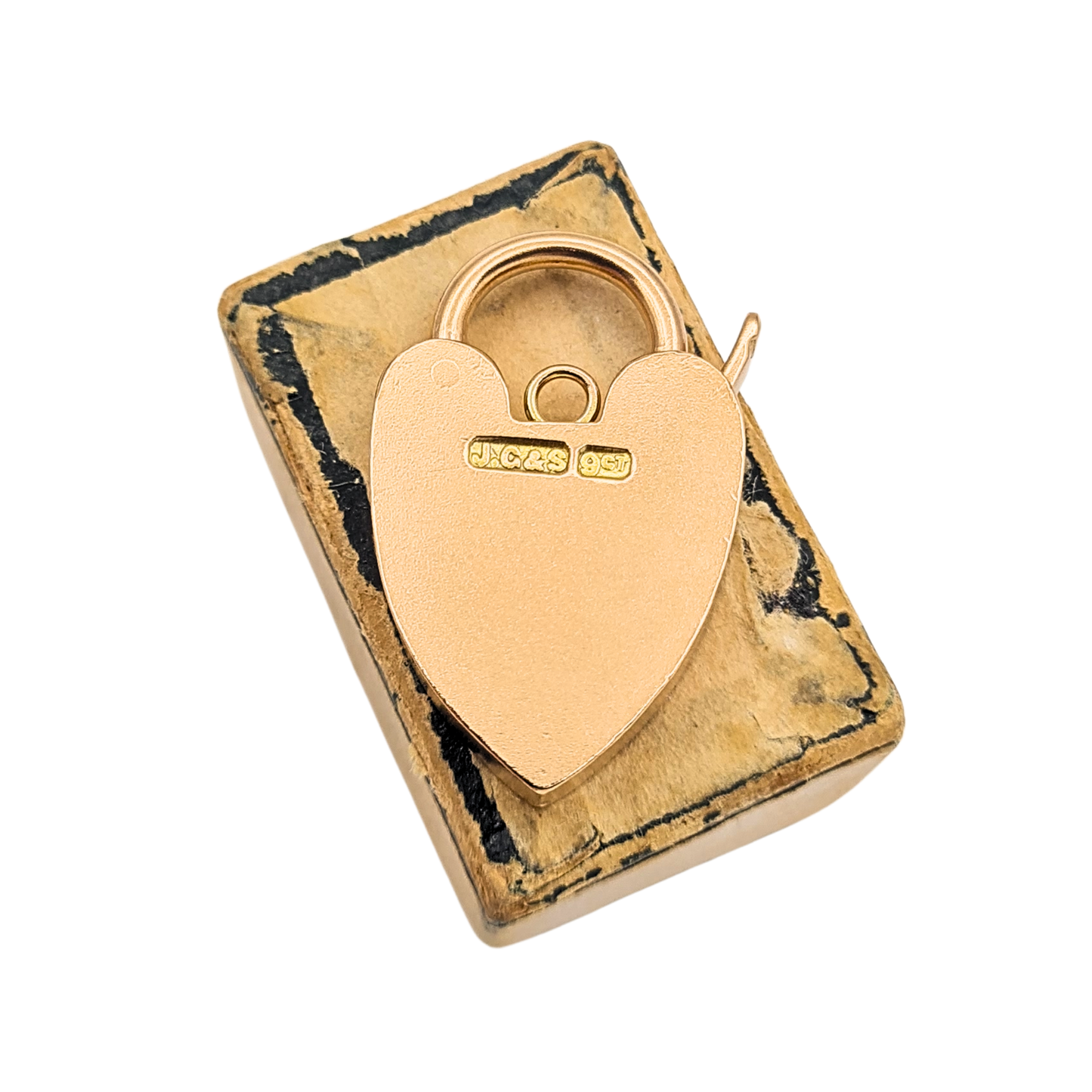 Large 9ct Rose Gold Heart Padlock Clasp Antique 24mm Solid Gold JG&S