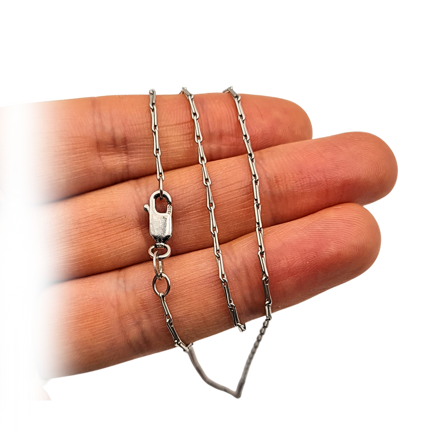 9ct White Gold Paperclip Chain Necklace, 18 Inch, Hallmarked