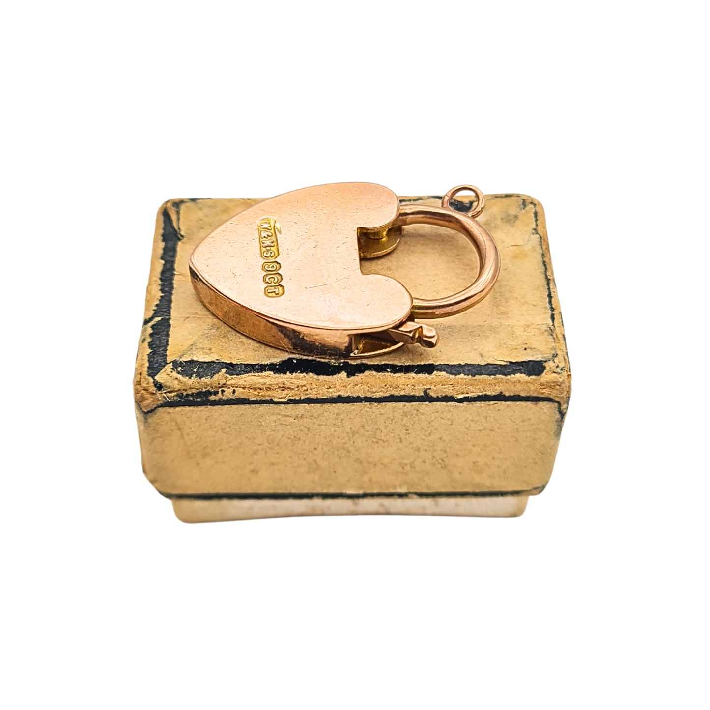 Antique 9ct Gold Heart Padlock Clasp,Rose Gold Clip For Necklace or Bracelet