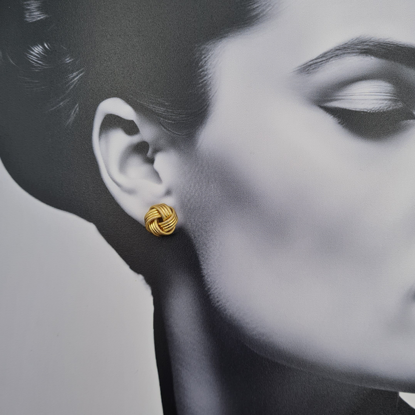 Large 9ct Gold Knot Stud Earrings, 12mm Woolmark Twist With Butterfly Backs