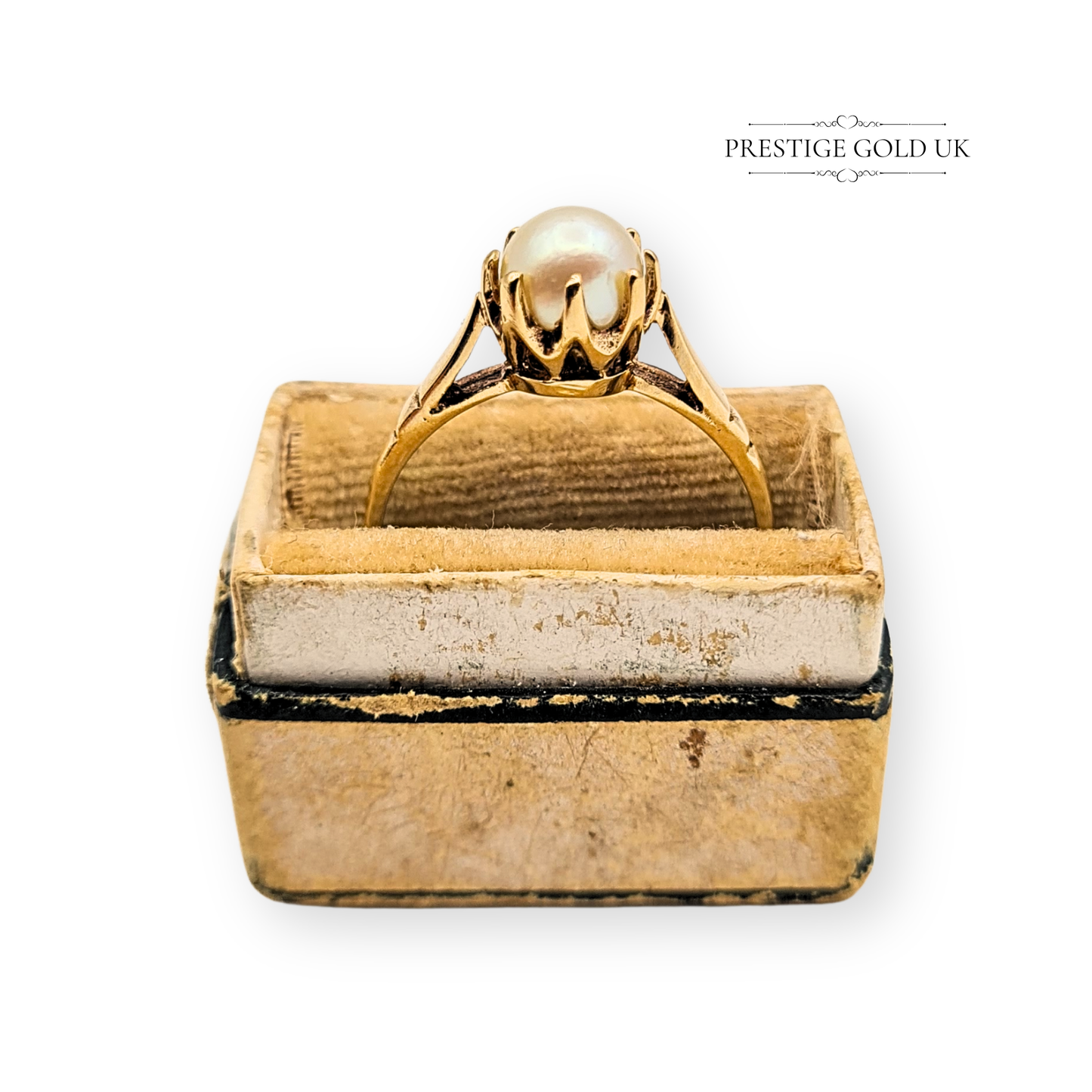 9ct Gold Large Pearl Solitaire Ring, Vintage 1970's Ring UK O 1/2  US 7 1/4