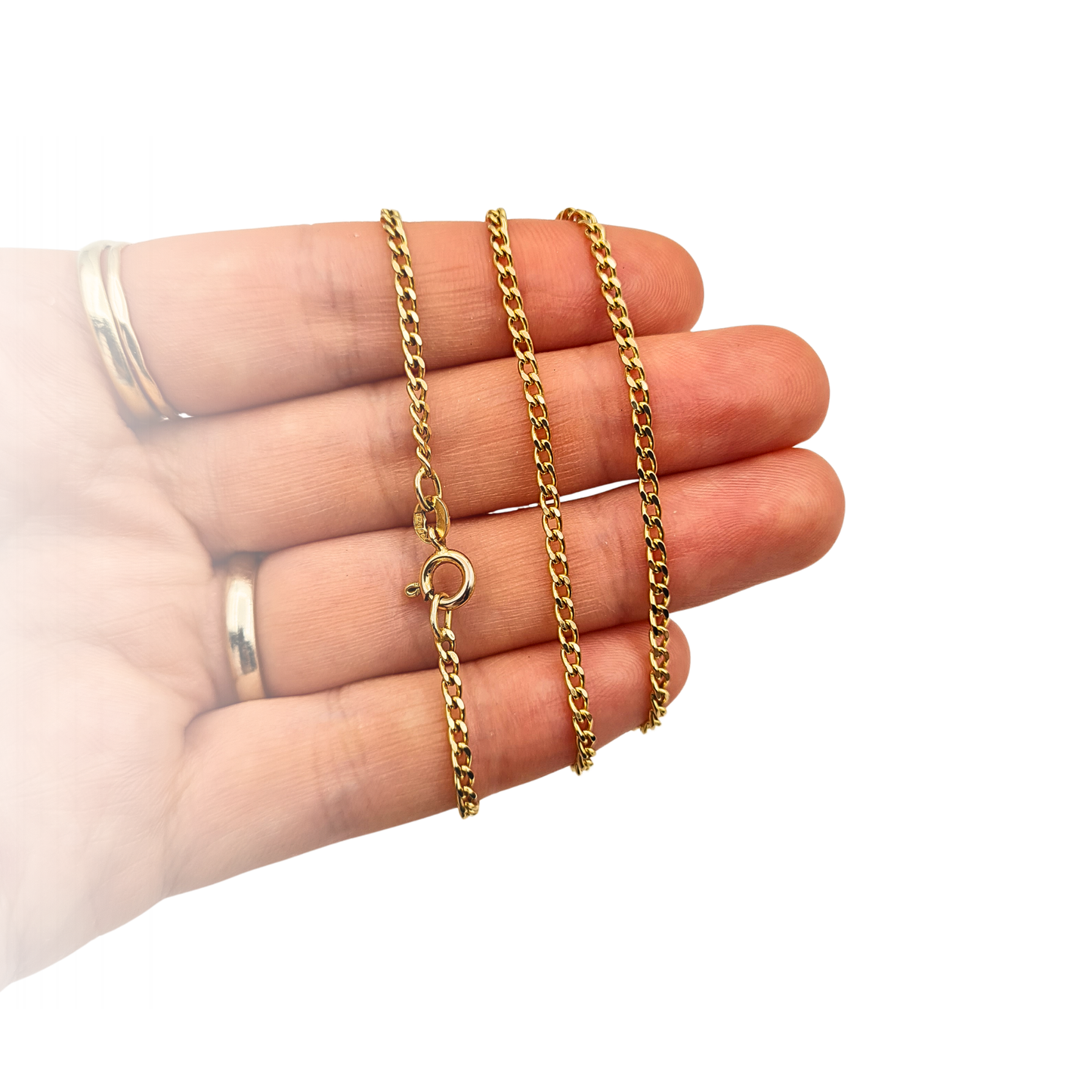 16" 9ct Gold Solid Curb Chain Necklace 2mm Hallmarked 1977