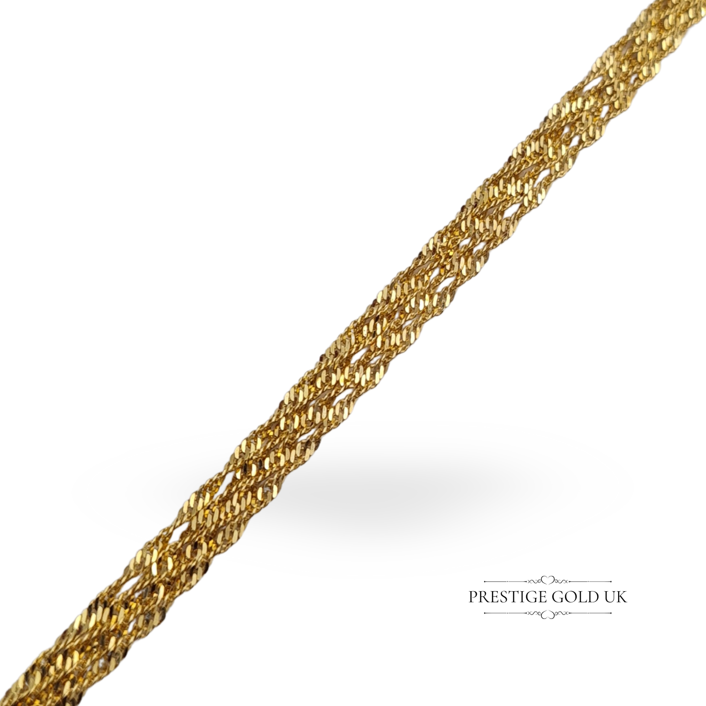 15" Long 9ct Gold Twist Rope Necklace, Sliding Heart Pendant, 15 3/4" (40cm) Long, 1mm Wide, Fully Hallmarked Sheffield