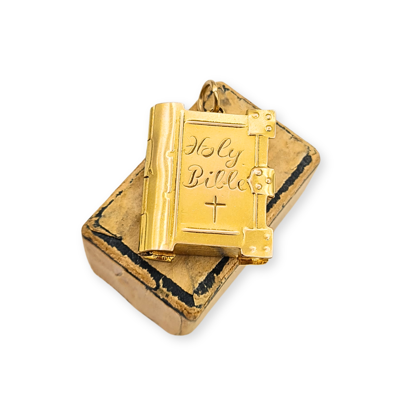Vintage 9ct Gold Opening Holy Bible Charm 1972 Hallmarked Christian Pendant