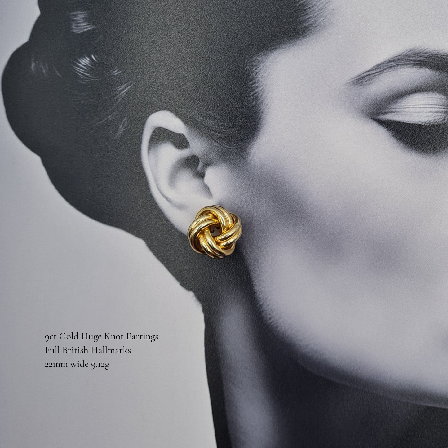 Amazing Huge 9ct Gold UnoAErre Twist Knot Earrings.