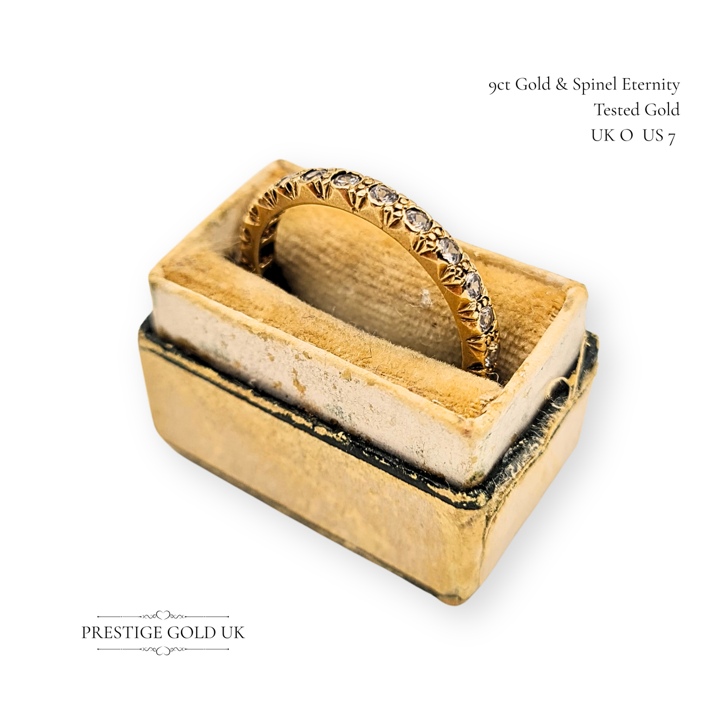 9ct Gold Spinel Eternity Ring, UK O, US 7 Vintage Stacking Ring