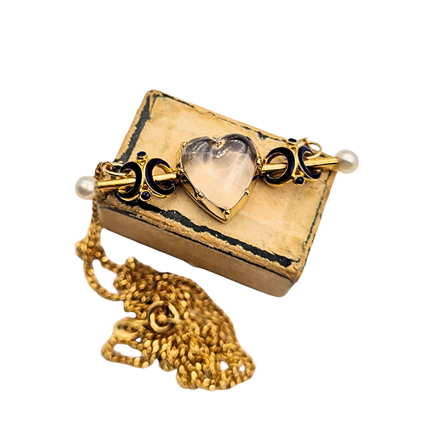 9ct Gold Chain With 15ct Mourning Heart Locket, 17 Inch