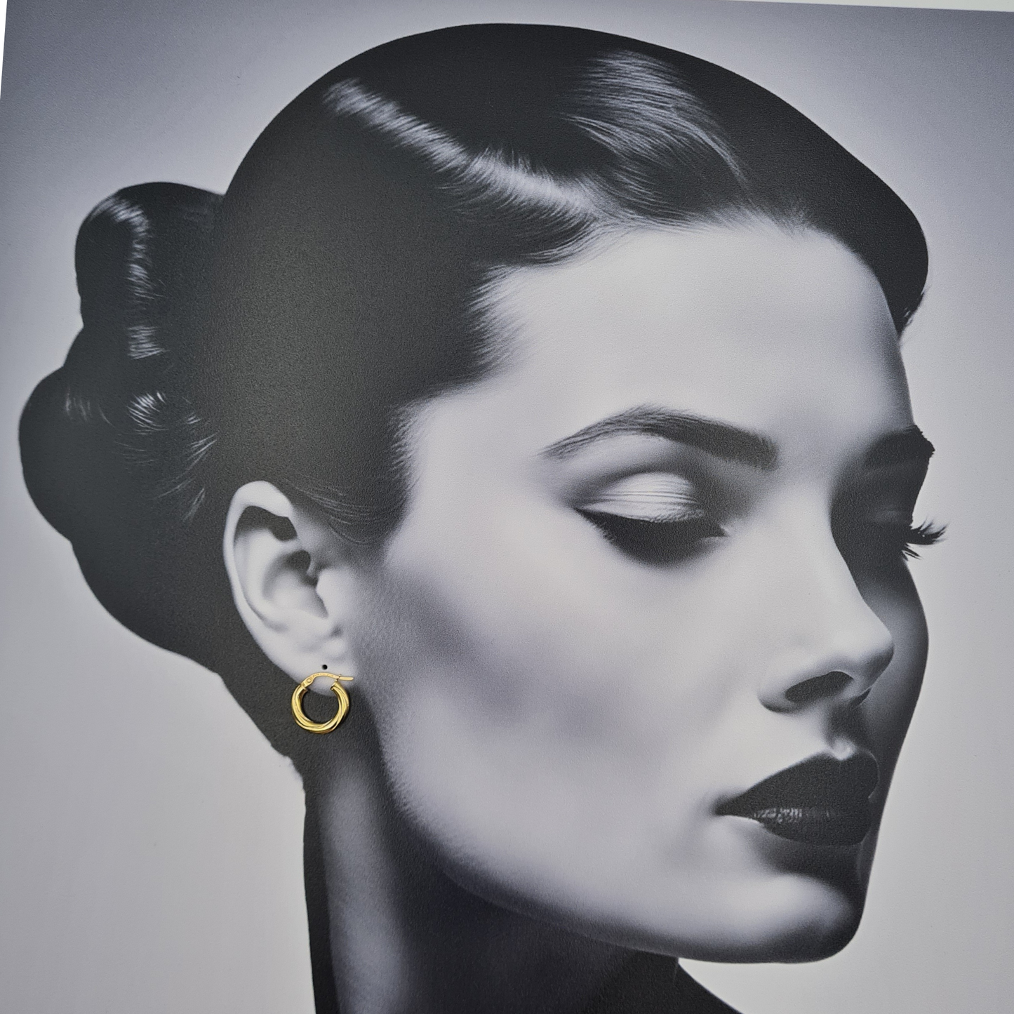 9ct Gold Twist Hoop Earrings 15mm wide