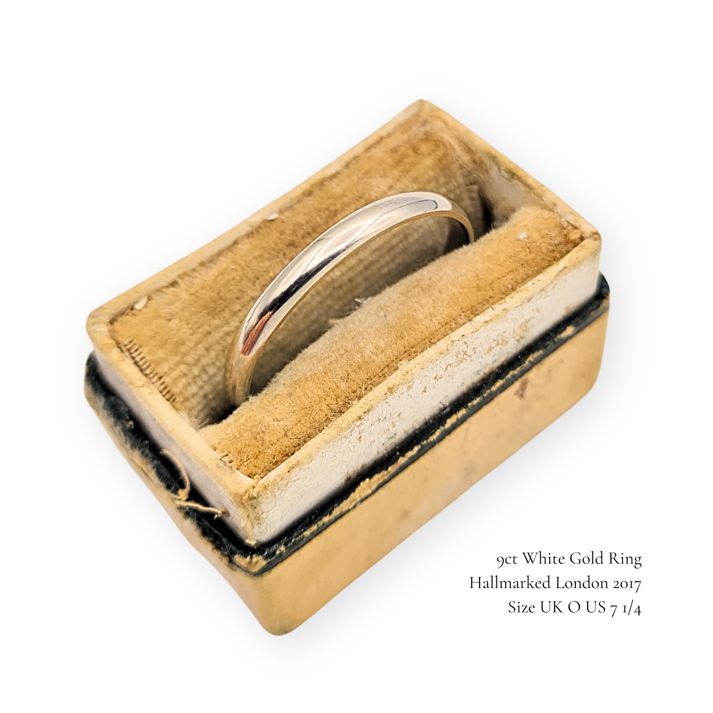 9ct White Gold Narrow Wedding Ring - Size UK O, US 7 1/4, Euro 55