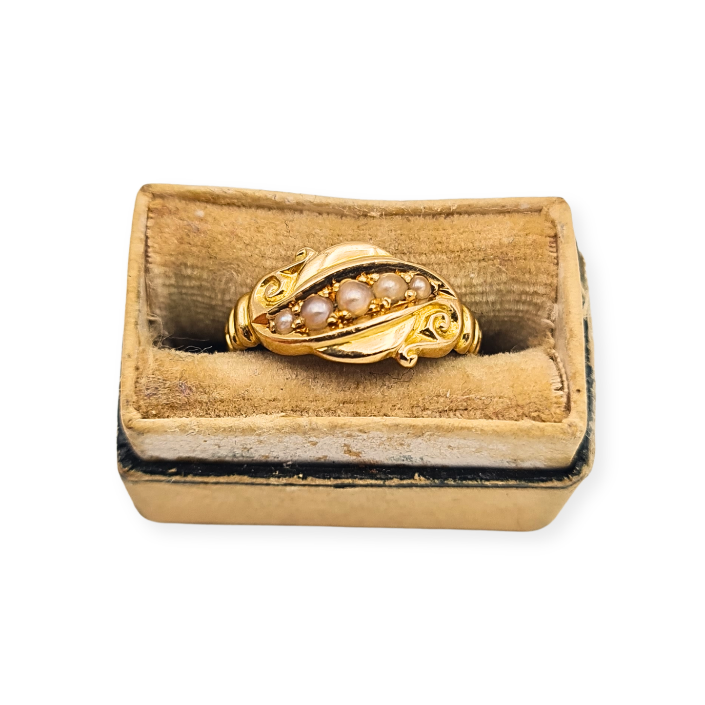 Antique 18ct Gold Five Pearl Pinky Ring UK G US 3¼ Circa 1900