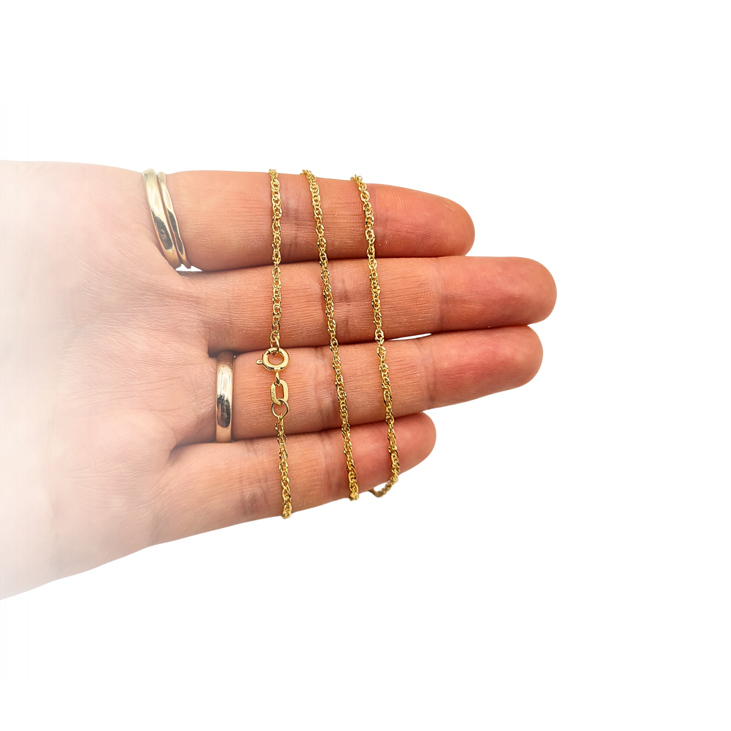 18" 9ct Gold Singapore Necklace 1.5mm wide 46cm long
