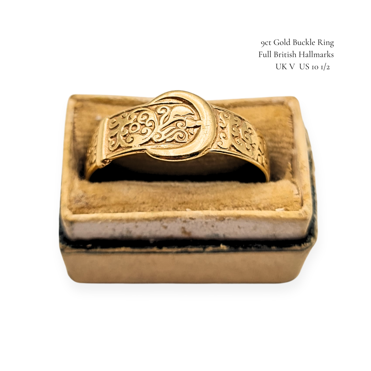 9ct Gold Buckle Ring 8mm Hallmarked UK V US 10.5