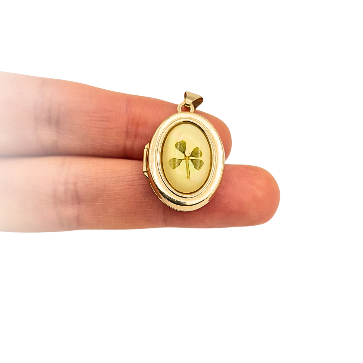 9ct Gold Four Leaf Clover Locket Lucky Clover Pendant British Hallmarked