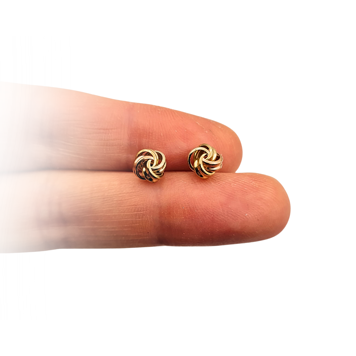 9ct Gold Knot Stud Earrings, Rose & Yellow Two Tone