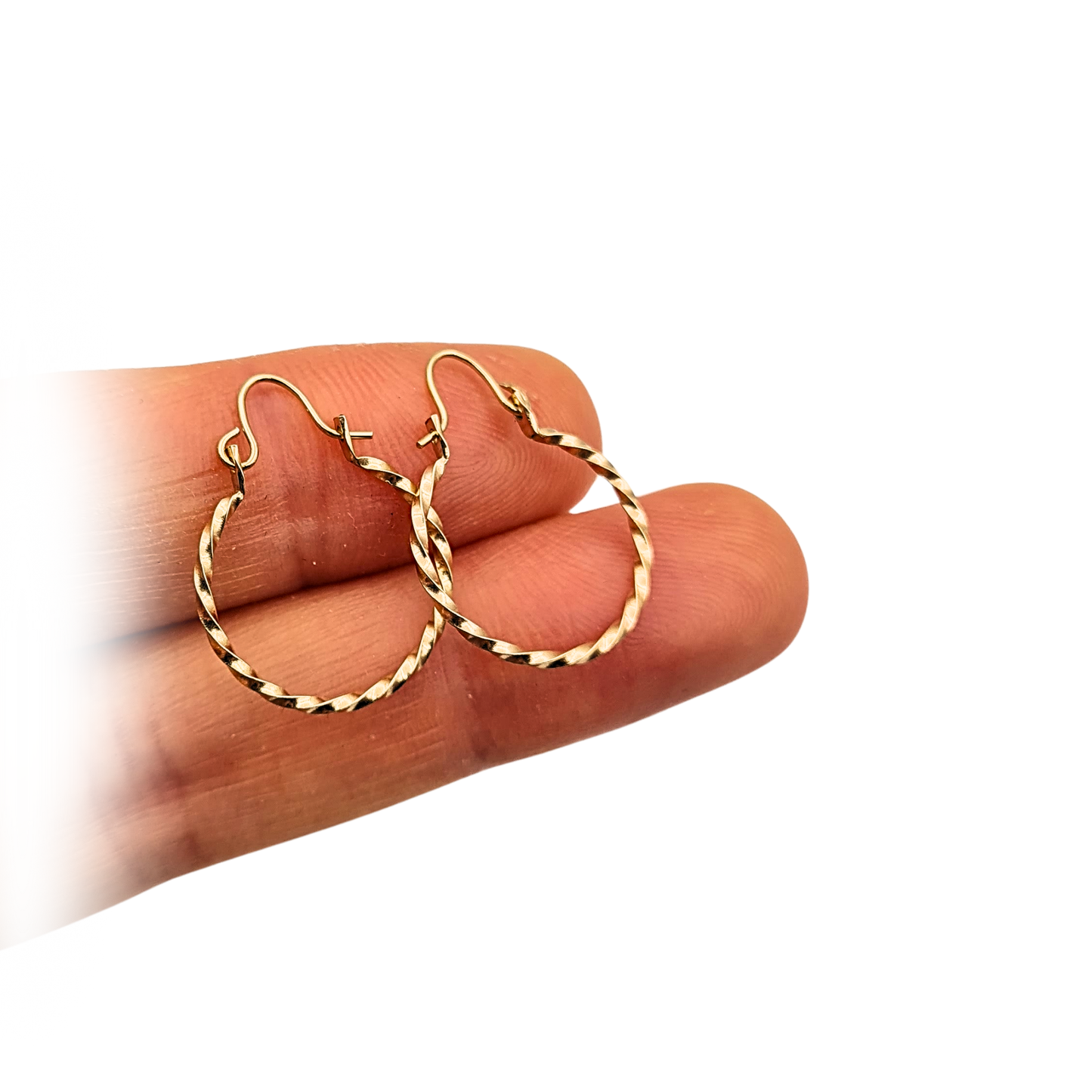 9ct Gold Twist Hoop Earrings 16mm, Lightweight