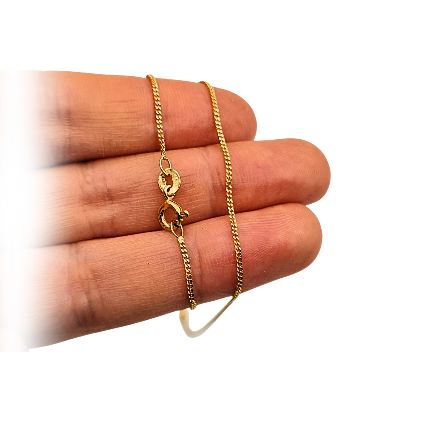 17 1/2"  9ct Gold Curb Chain Dainty 1mm Links