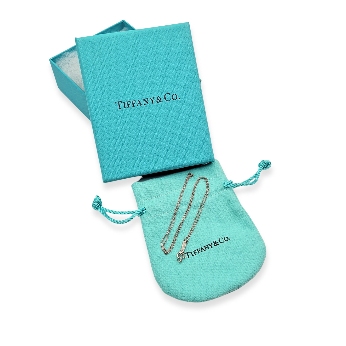 18ct White Gold Tiffany & Co Necklace, 16", 750 Hallmark, Dainty Chain