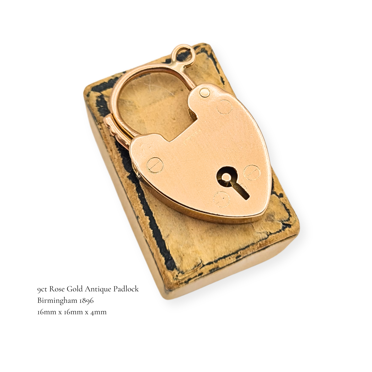 Antique dated 1896 Rose Gold Heart Padlock Clasp W&Co Birmingham 9ct