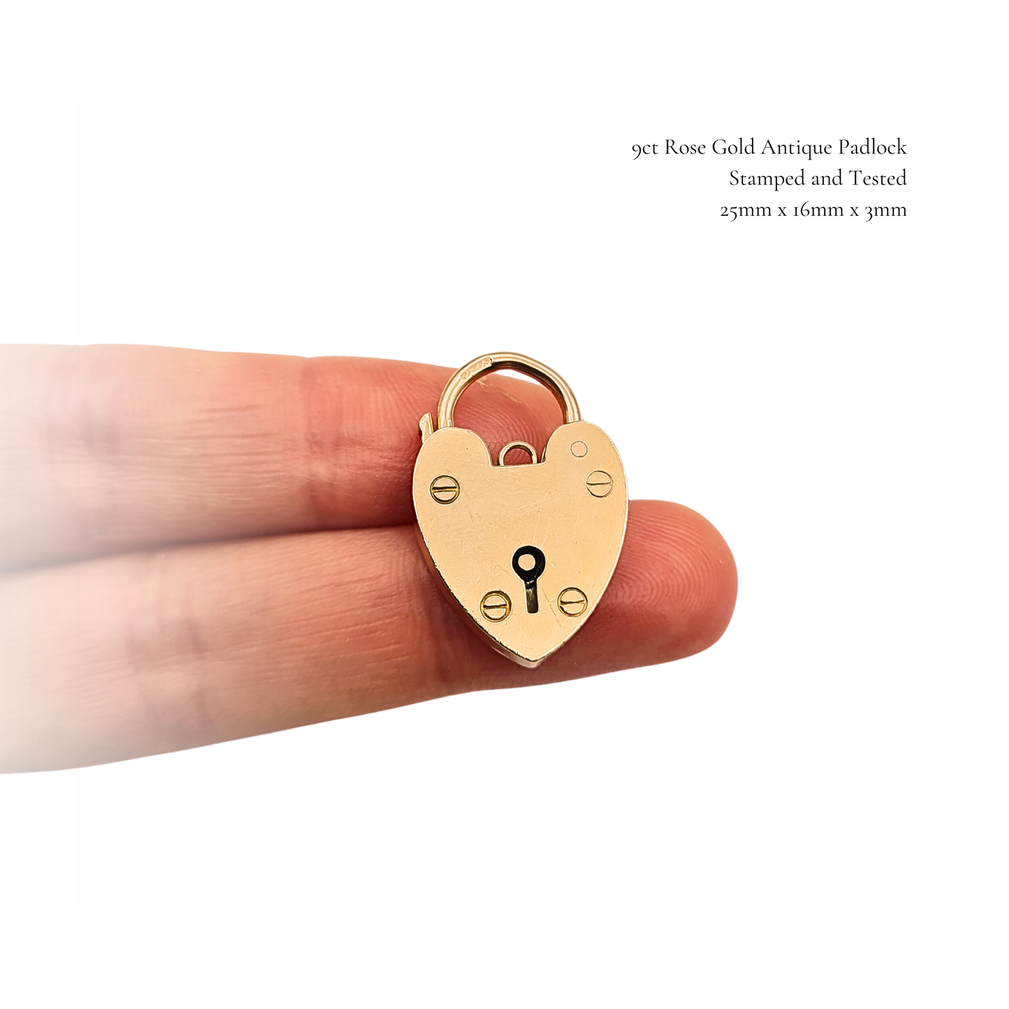 Huge Antique 9ct Rose Gold Heart Padlock Clasp Hallmarked