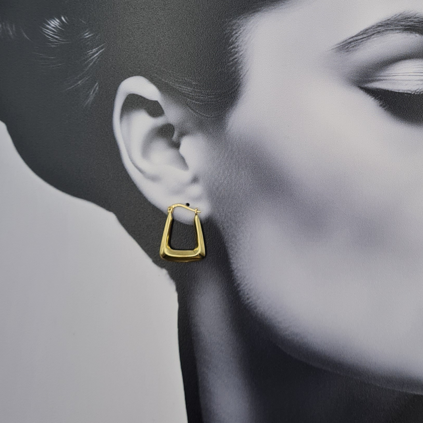 9ct Gold Geometric Hoop Earrings, Modern Square Design