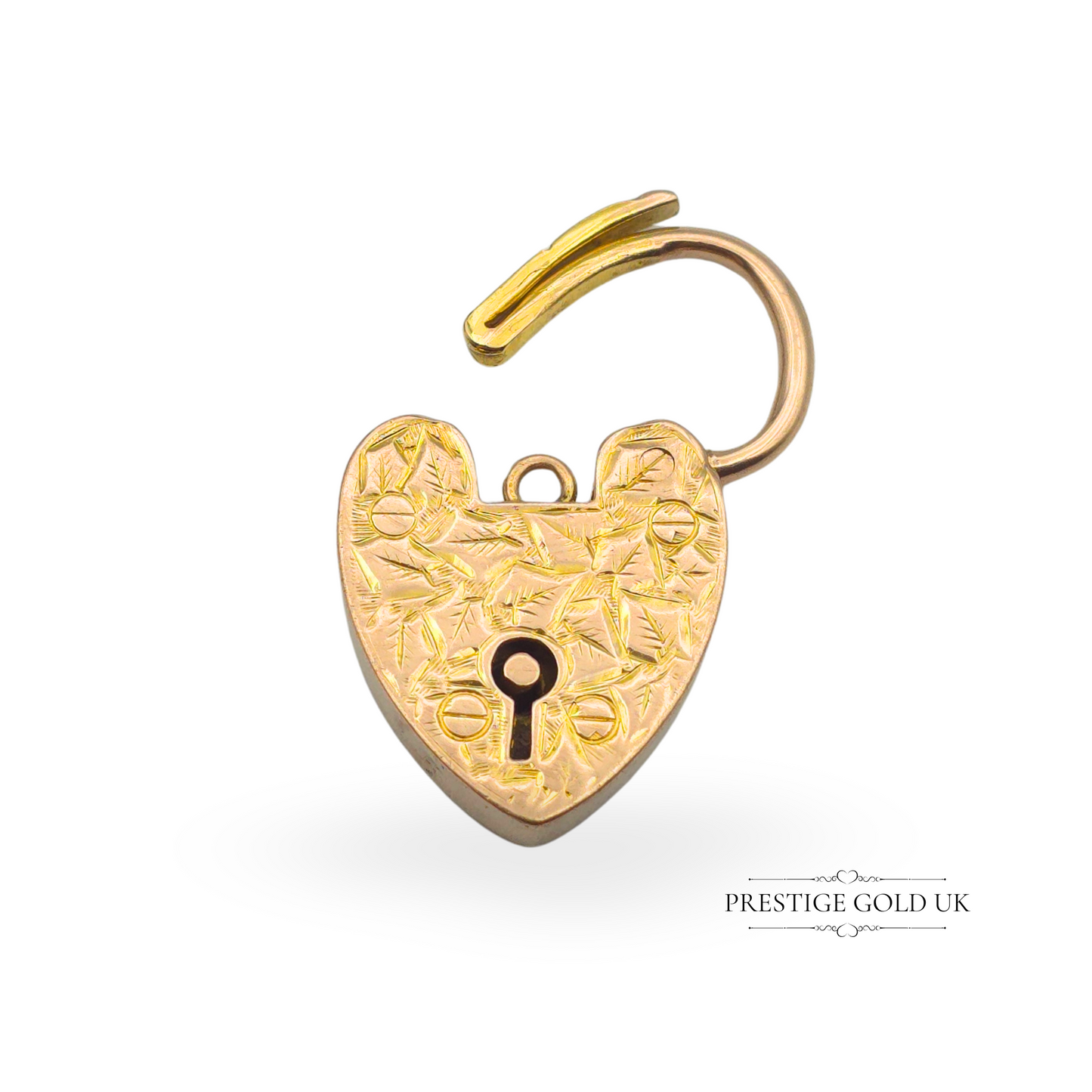 Antique William Lewis Engraved Heart Padlock 9ct Gold