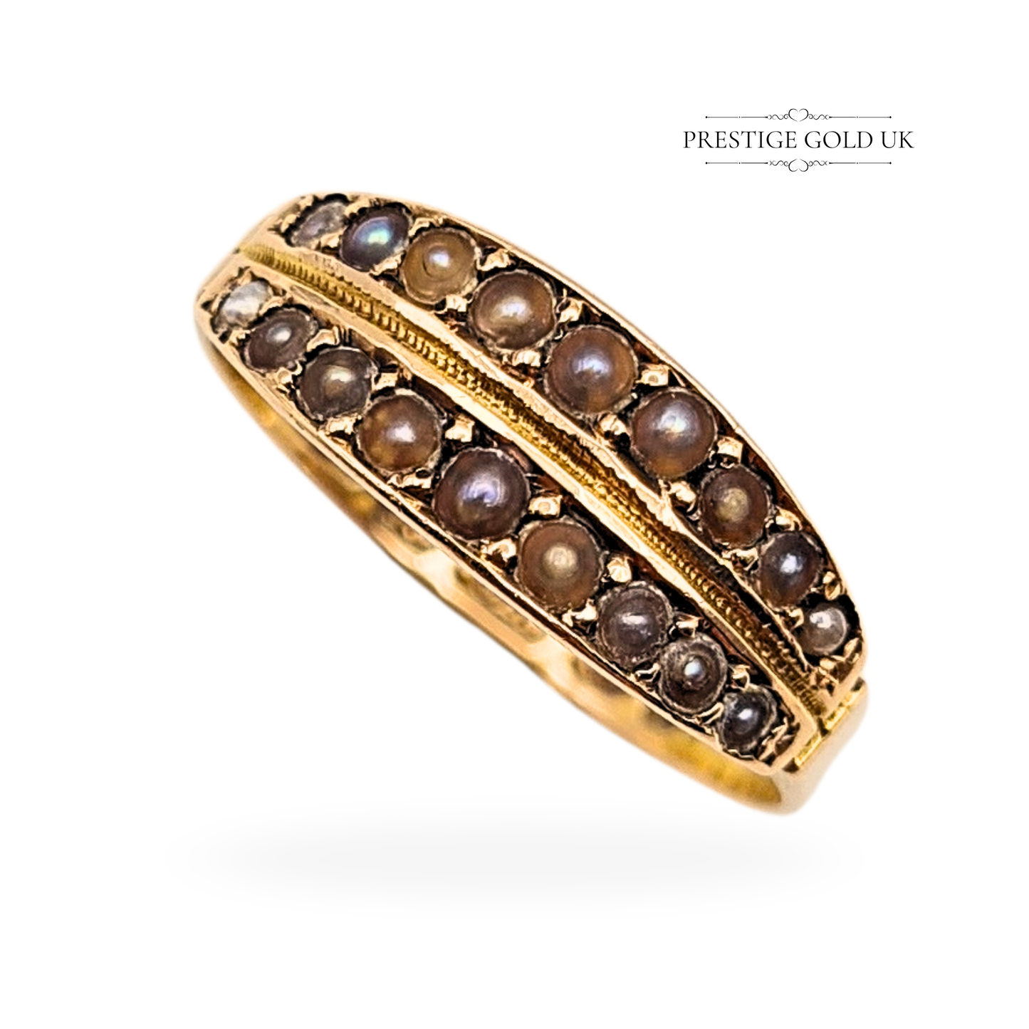 15ct Gold Victorian Pearl Ring, Oetzmann & Co, 1880, UK M / US 6.5