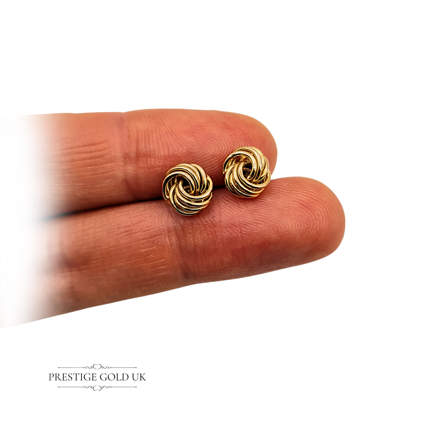 9ct Gold Knot Stud Earrings, Vintage Woolmark Knot Earrings With Butterfly Backs