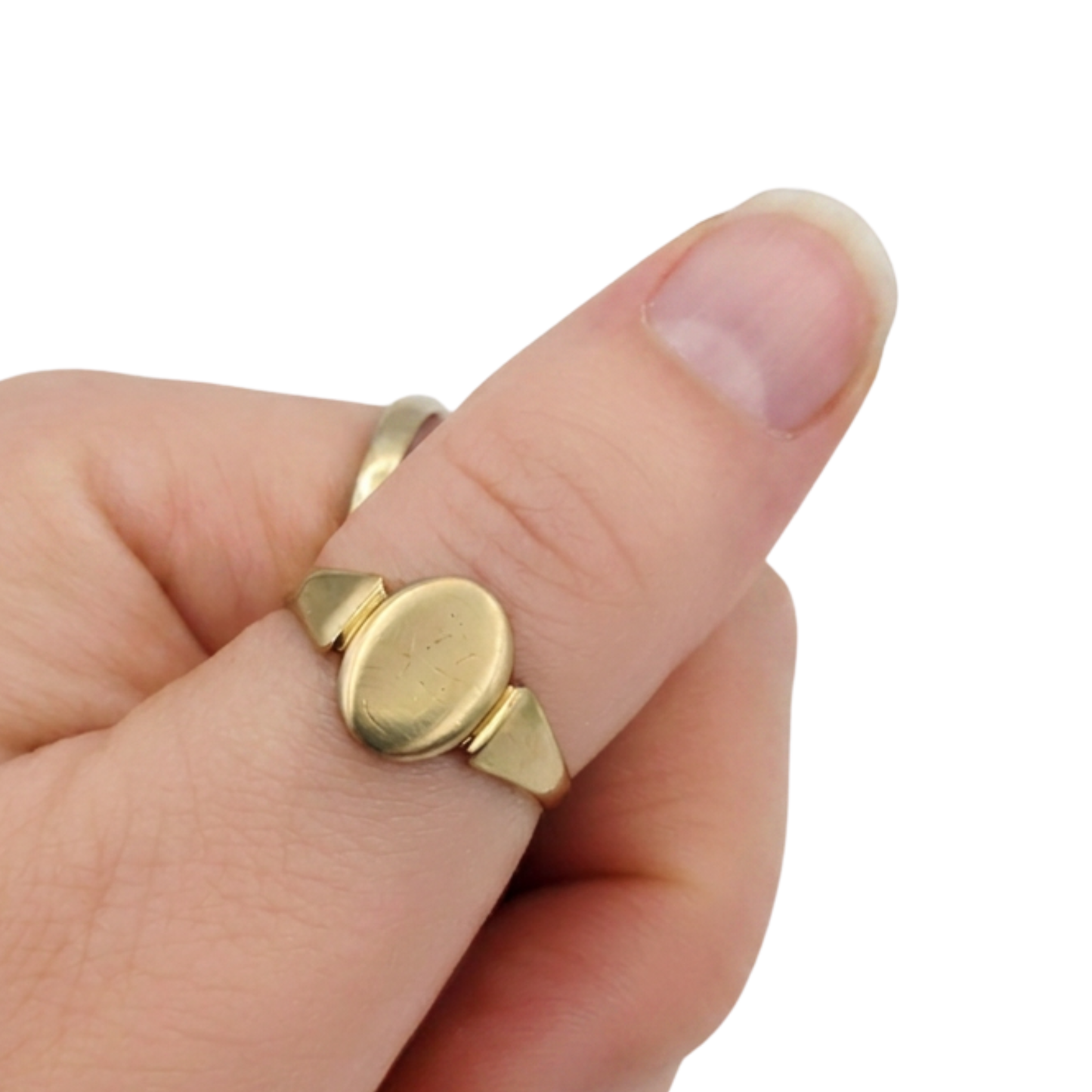 9ct Gold Oval Signet Ring Hallmarked 1955 Solid Gold UK M1/2 US6.5