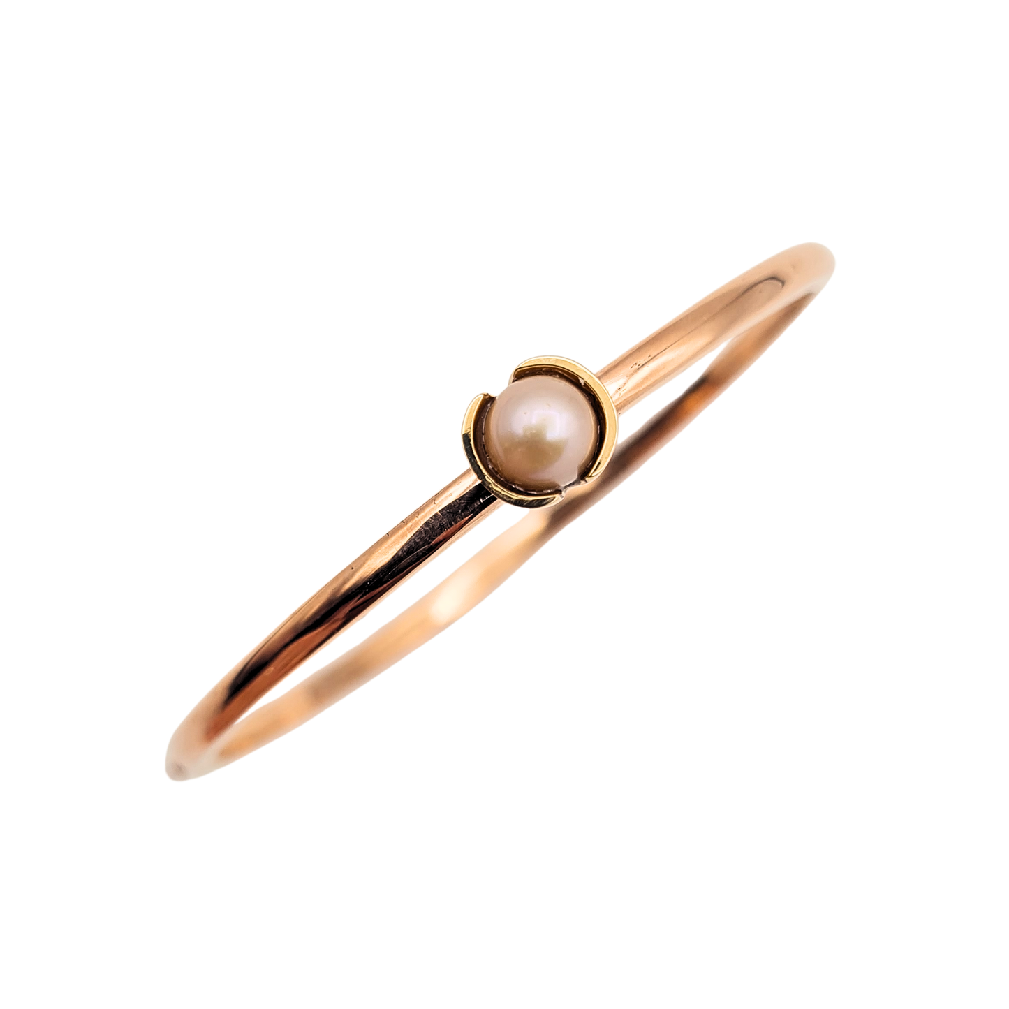 Quality 6.75” Long 9ct Rose Gold Pearl Bangle