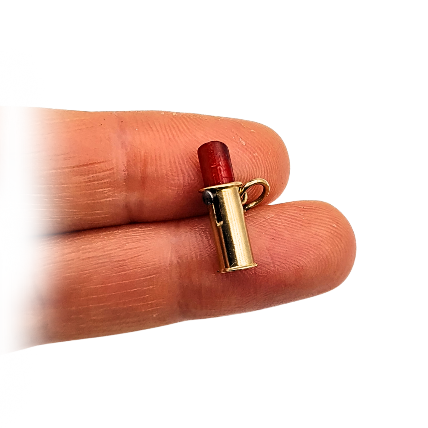 9ct Gold Lipstick Charm, Hallmarked, Moving Parts, Mini Pendant