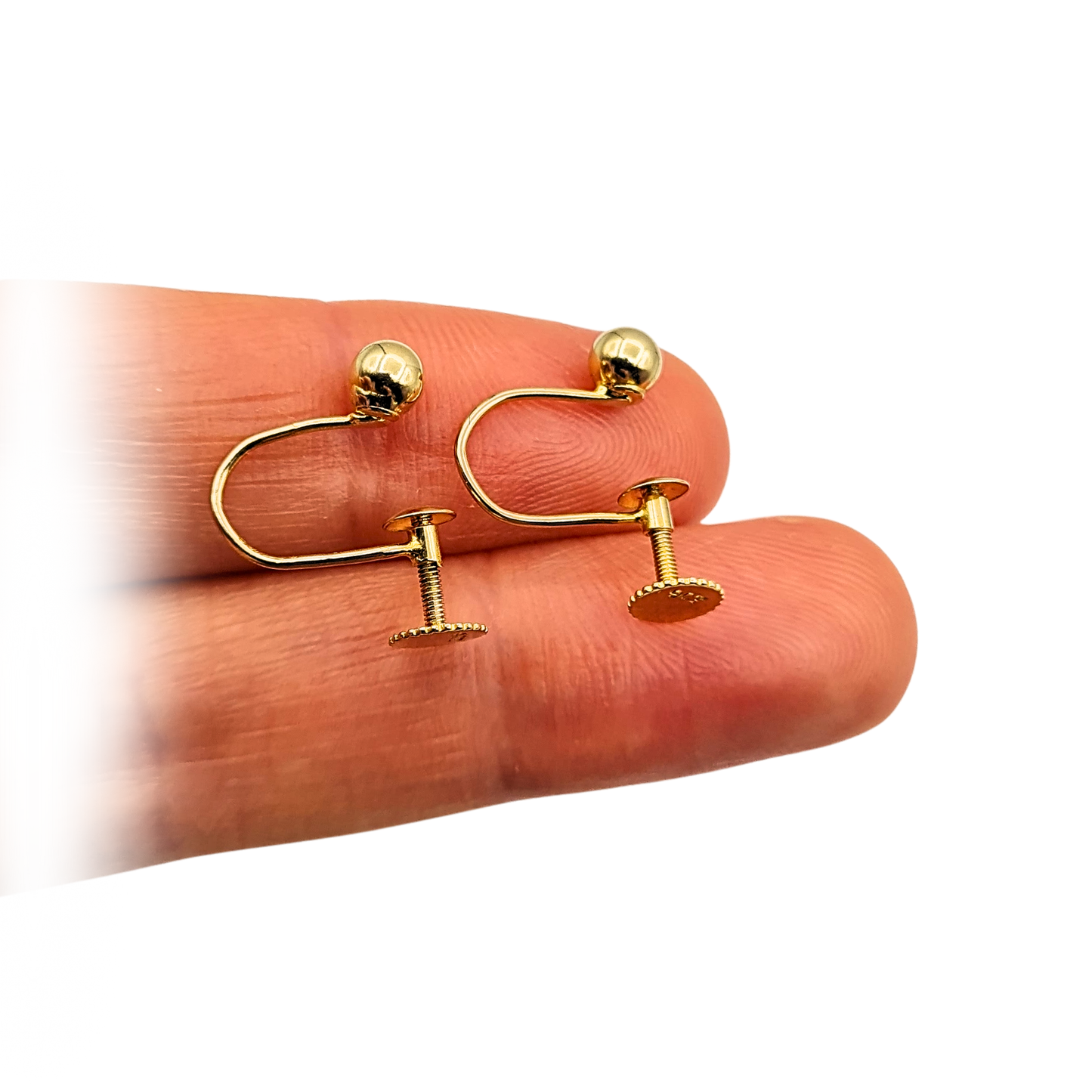 9ct Gold Screw Back Earrings, 4mm Ball, non pierced ears