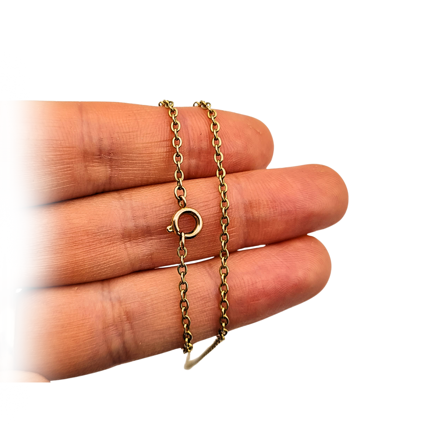 9ct Gold Rolo Belcher Chain 19" Long, Spring Ring Clasp