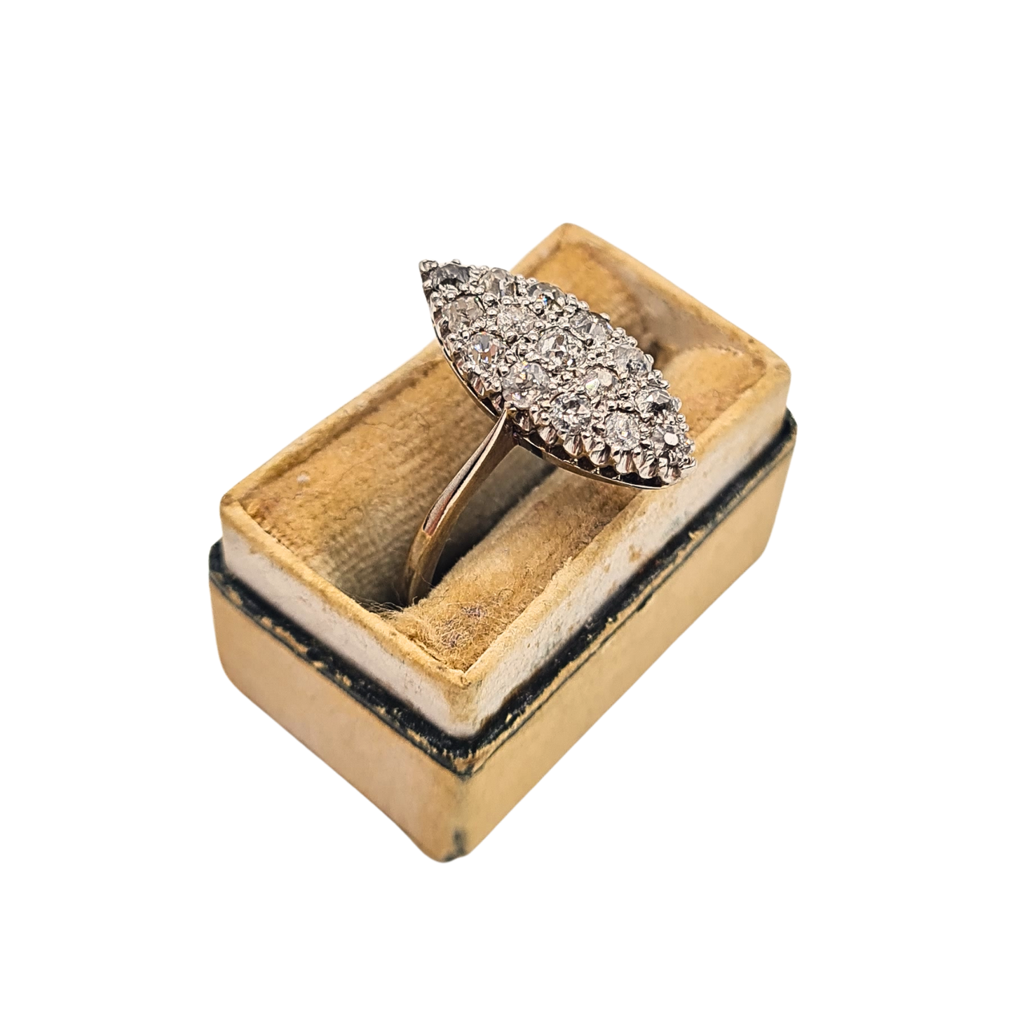 18ct White Gold Marquise Diamond Cluster Ring  UK L US 6